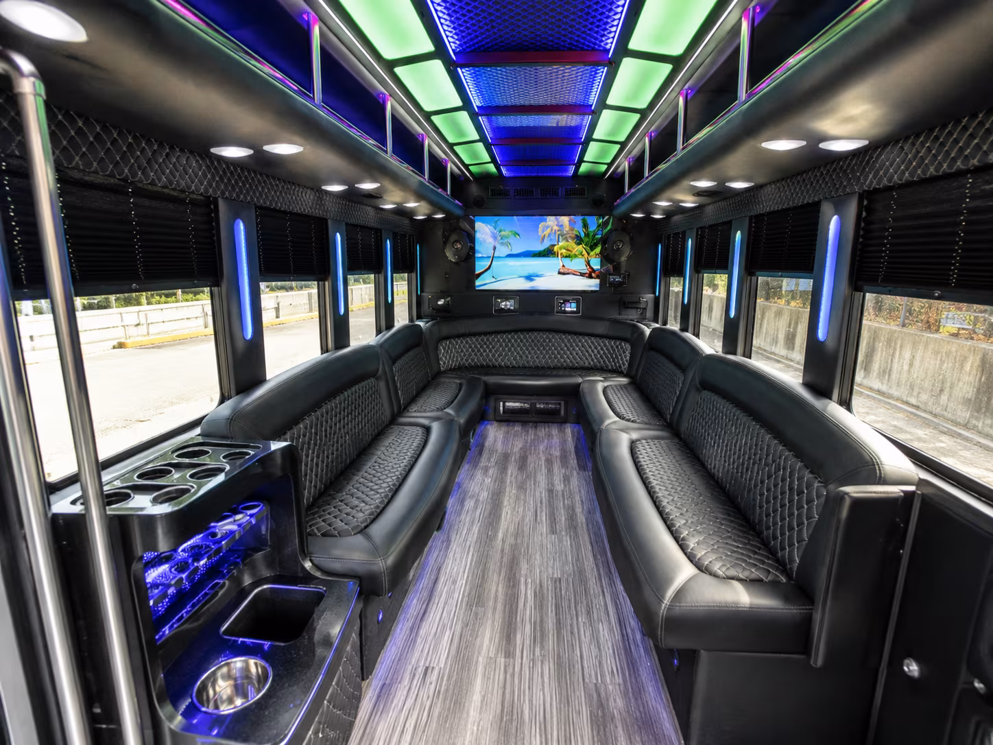 cutler bay 18 passenger party bus inside