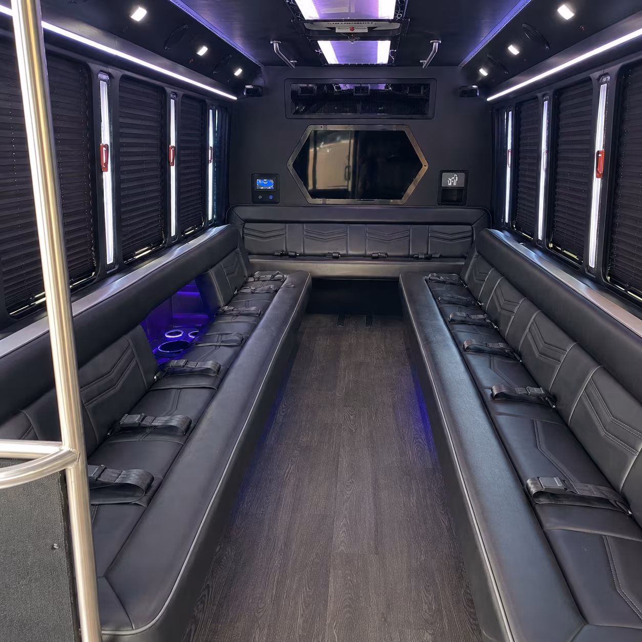 cutler bay 18 passenger party bus interior