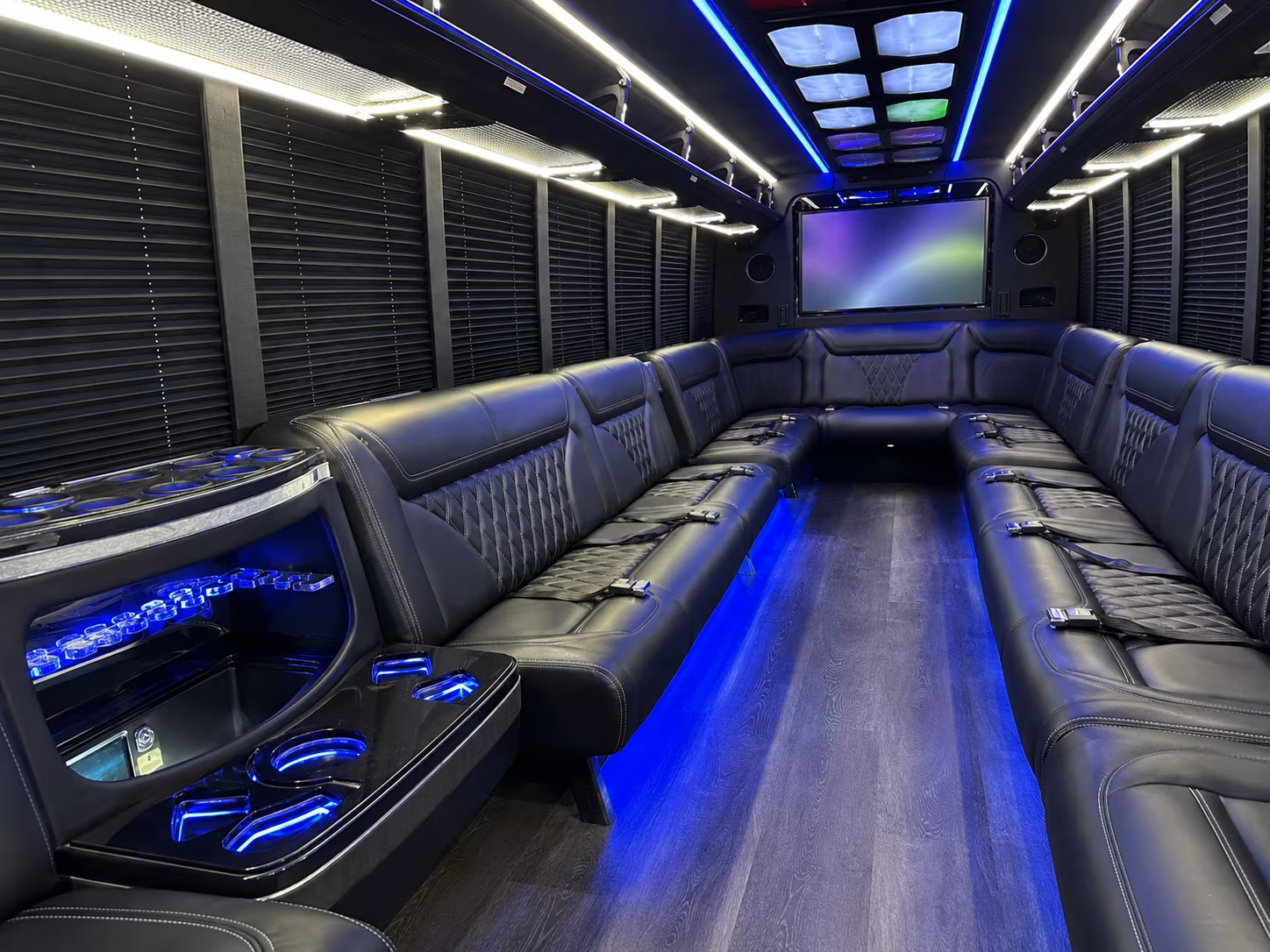 cutler bay 20 passenger party bus inside