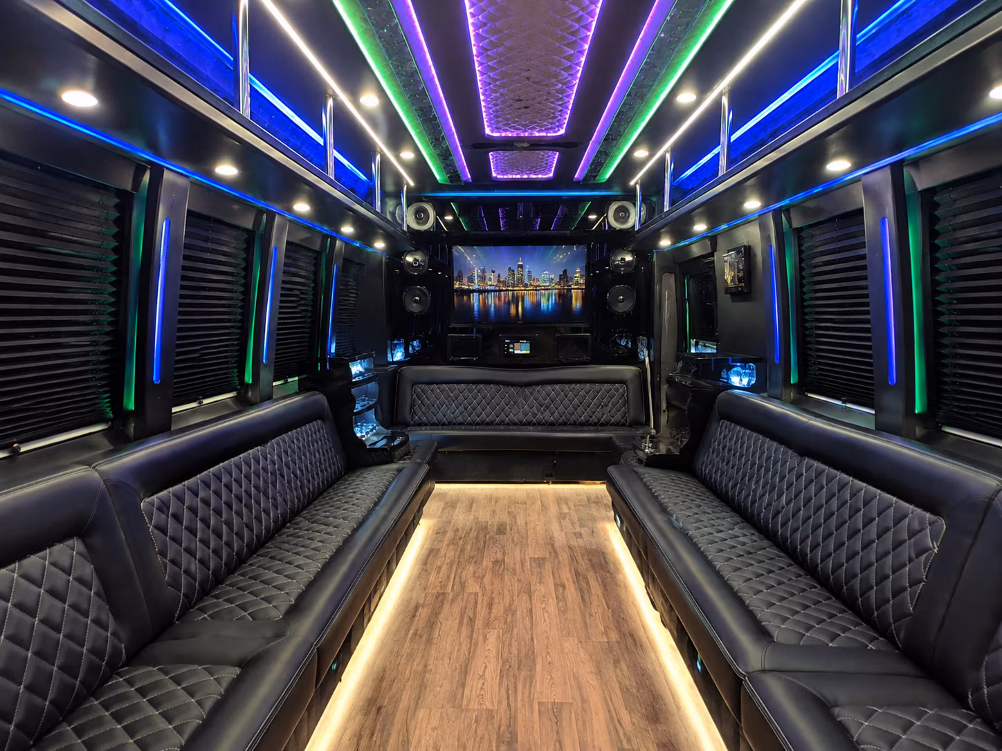 cutler bay 25 passenger party bus interior