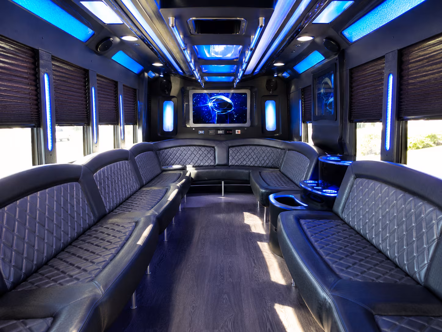 cutler bay 28 passenger party bus inside