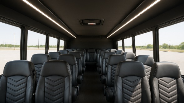 Interior of Charter Bus Company Cutler Bay's 20 Passenger Mini bus in Cutler Bay