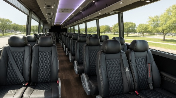 Interior of Charter Bus Company Cutler Bay's 30 Passenger Minibus in Cutler Bay