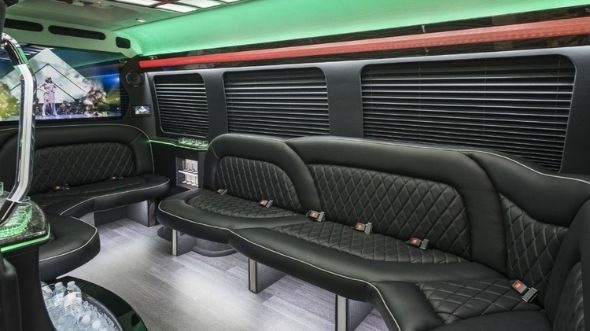 Interior of Charter Bus Company Cutler Bay's Sprinter Limo in Cutler Bay