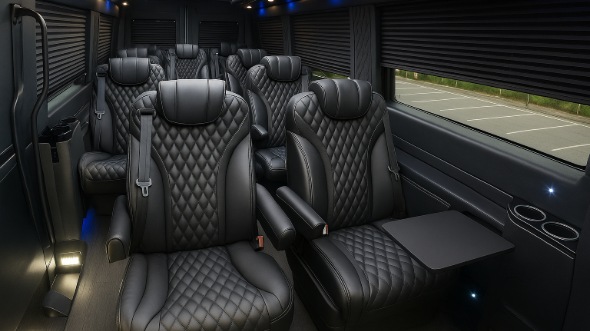 Interior of Charter Bus Company Cutler Bay's Sprinter Van Rental With Driver in Cutler Bay